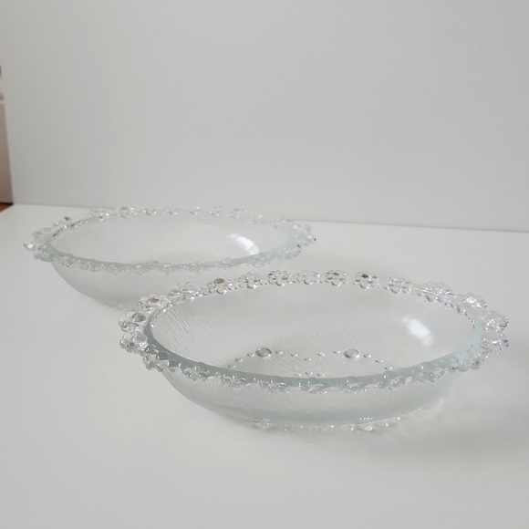 Vintage Glass Bubble Lace Oval Serving/Decorative Pair of Bowls (2) - Picture 4 of 10
